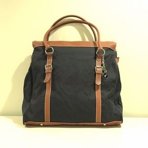 AEO Charming Blue & White Polka Dot Weekender Bag